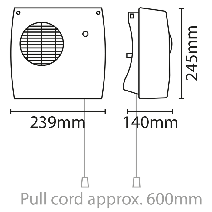 Eterna DFHT2KW 2kW adjustable downflow heater with runback timer