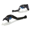 Black CNC short brake and clutch lever for BMW F650GS, F700GS, F800GS from MC Motoparts, adjustable for improved motorcycle control.