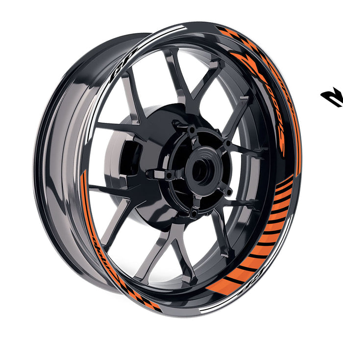 BMW S1000R Moto GP stripe wheel rim sticker by StickerBao, 17-inch decal with logo and racing design for motorcycle rims.