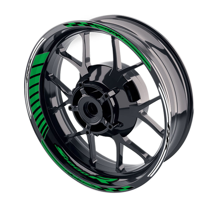 BMW S1000R Moto GP stripe wheel rim sticker by StickerBao, 17-inch decal with logo and racing stripe design on motorcycle wheel