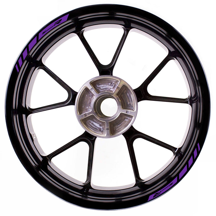 BMW S1000R wheel rim edge sticker with StickerBao logo, black decal for motorcycle wheel rim decoration.