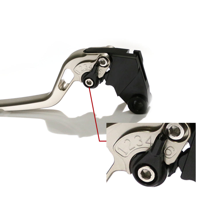 Black CNC GP short brake and clutch lever for BMW S1000R and S1000RR 2010-2014, adjustable MC Motoparts motorcycle lever.