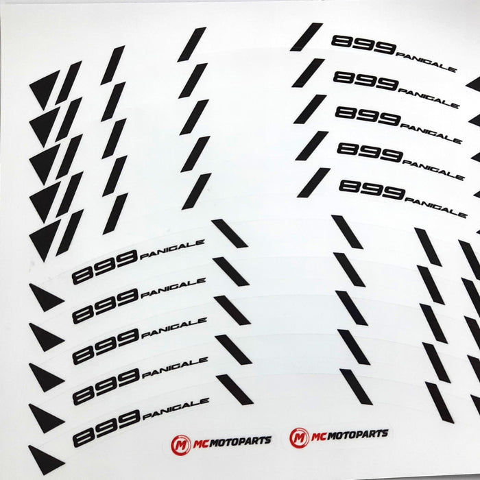 White Ducati 899 Panigale wheel rim edge sticker with StickerBao logo, designed for wheel decals and rim decoration.