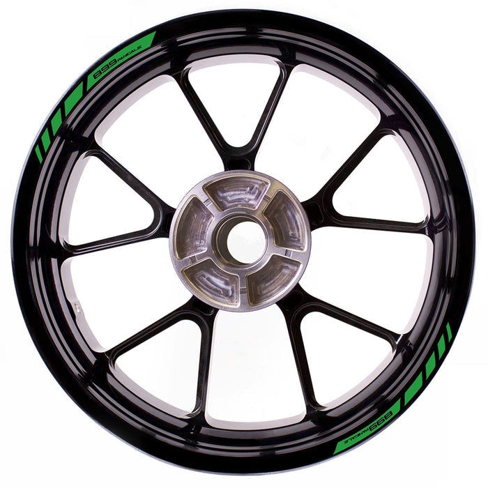 Ducati 899 Panigale wheel rim edge sticker with StickerBao logo, black and silver wheel decal for motorcycle rim decoration