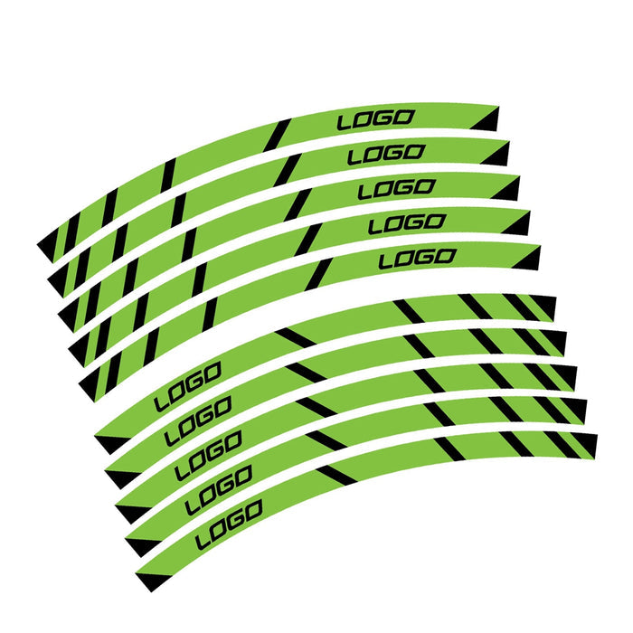 Ducati 899 Panigale wheel rim edge sticker with StickerBao logo, black and green decal for motorcycle wheel rim decoration