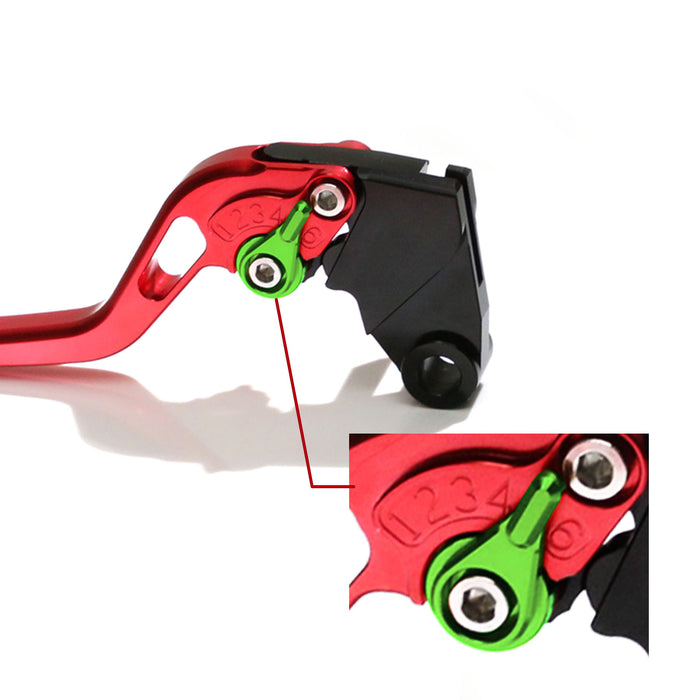 MC Motoparts CNC GP short brake and clutch lever for Ducati 959 899 Panigale 1199 1299 S, featuring adjustable red finish.