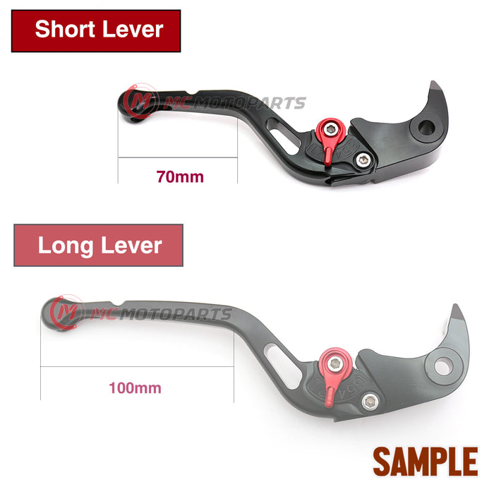 MC Motoparts CNC GP short brake and clutch lever for Ducati 959, 899, 1199, 1299 Panigale S motorcycle, showcasing black aluminum design