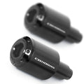 Black MC Motoparts ATOM Bar Ends with engraved logo for Honda CB 1100 RS 2014-2023, designed for motorcycle handlebar ends.