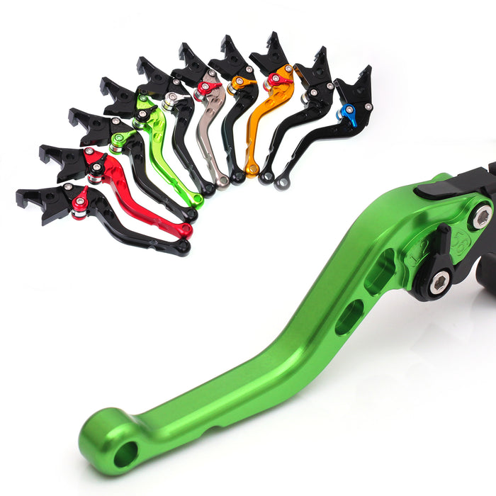 MC Motoparts CNC short brake and clutch levers for Honda CB500F, CB500X, CBR300R, and CBR500R motorcycles, black finish.