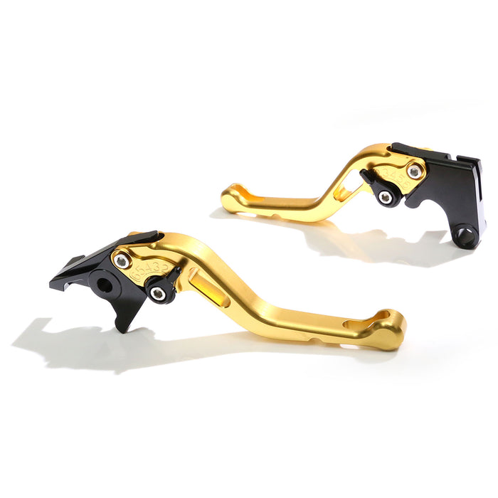MC Motoparts CNC short black brake and clutch levers for Honda CB500F, CB500X, CBR300R, CBR500R motorcycles.