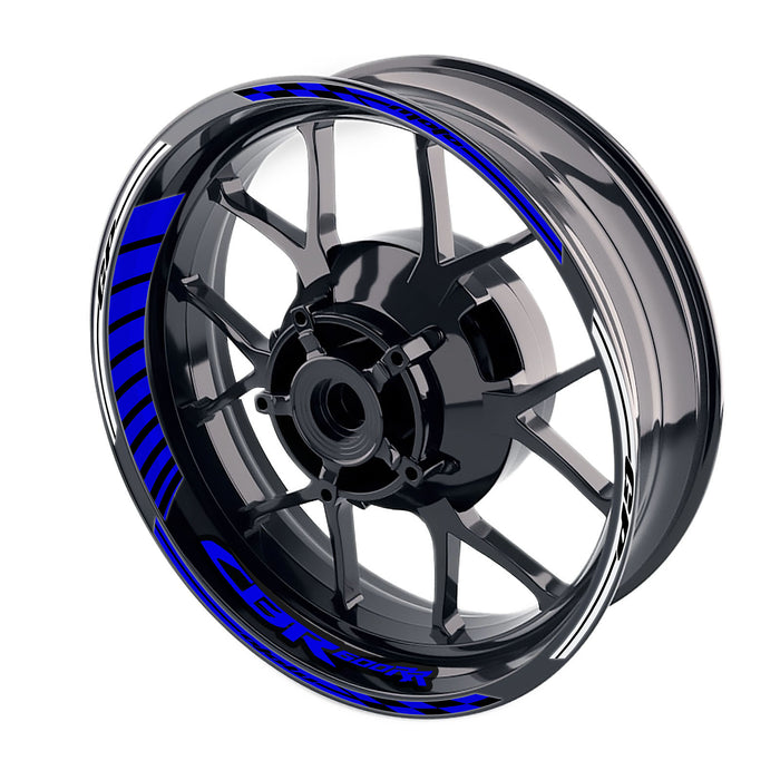 Blue Honda CBR600RR Moto GP stripe wheel rim sticker, 17-inch decal for bike wheels by StickerBao.