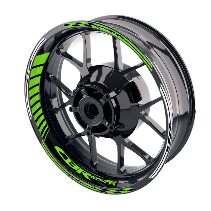 Honda CBR600RR Moto GP stripe wheel rim sticker by StickerBao, 17-inch rim decal with logo and racing stripe design.