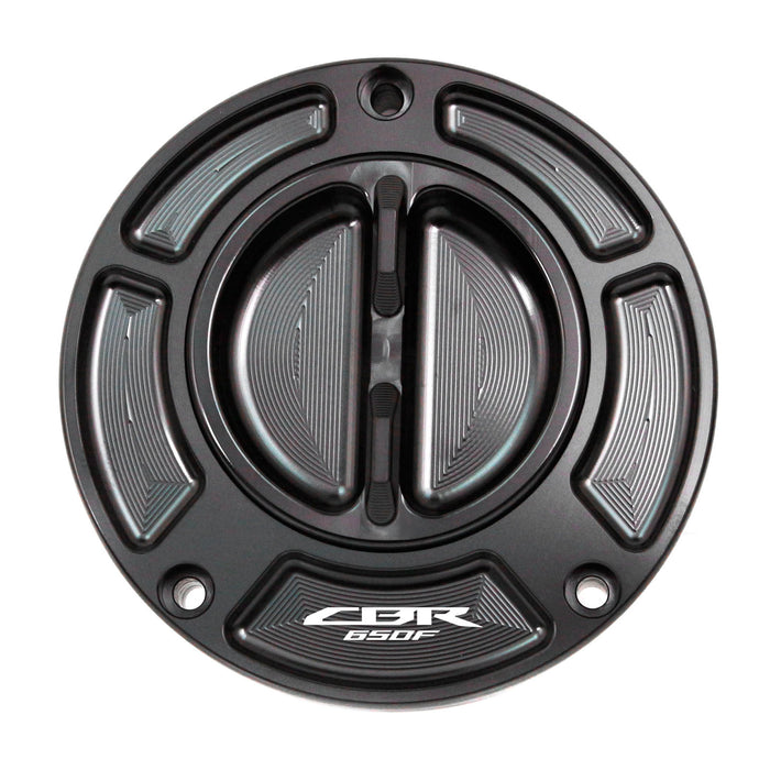Black Colored Fit Honda CBR650F 2014-2020 Logo Engraved Keyless Fuel Tank Cap - MC Motoparts