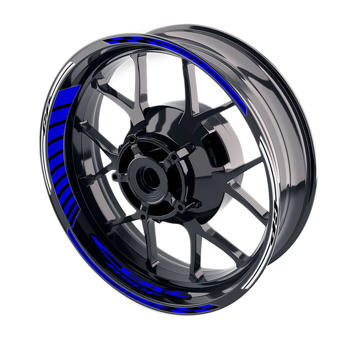Blue Honda CBR650F wheel rim sticker with Moto GP stripe design for 17-inch rims, by StickerBao for CBR650F motorcycle.