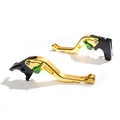 MC Motoparts CNC GP short brake and clutch levers for Honda CBR929RR 2000-2001, with adjustable design and gold finish.