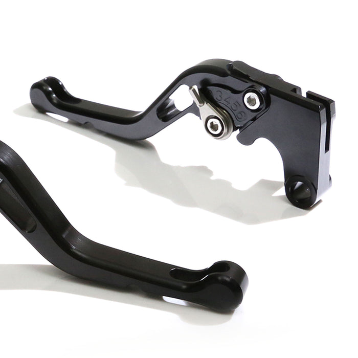 MC Motoparts CNC GP short black brake clutch lever for Honda CBR929RR 2000-2001 motorcycle, with adjustable features.