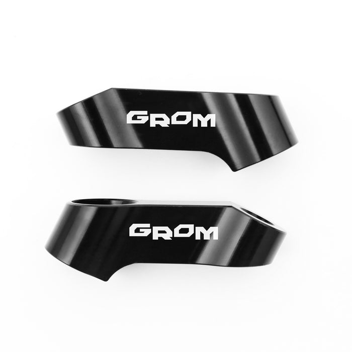 Honda GROM 125 MSX125 rear view mirror extender by MC Motoparts, engraved logo, black finish, enhances mirror position.