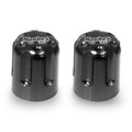 Black Honda Monkey 125 engraved logo tire valve stem caps by MC Motoparts, featuring detailed logo design on metal caps.
