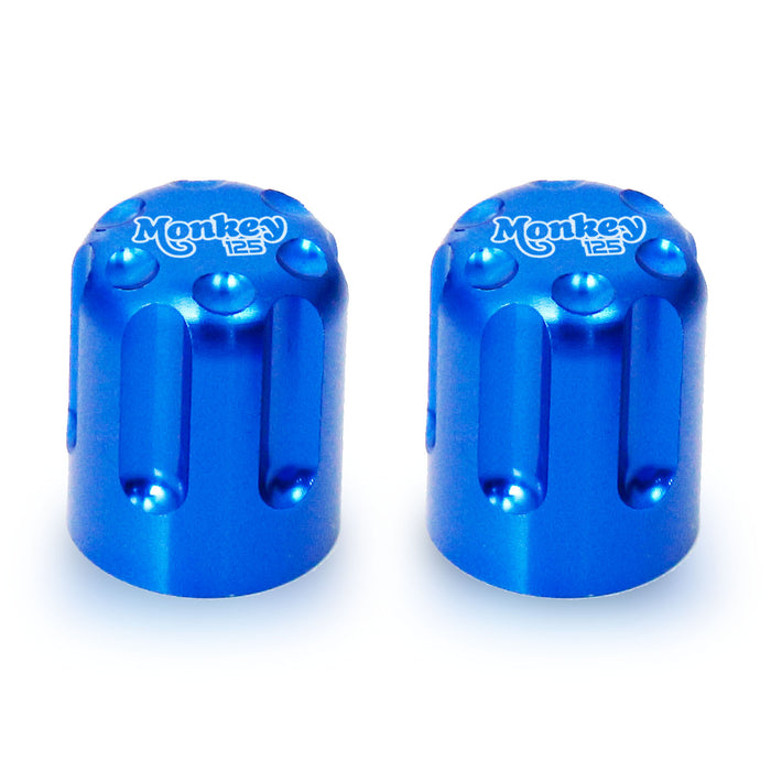 MC Motoparts Honda Monkey 125 engraved logo tire valve stem caps showing detailed logo design on chrome caps