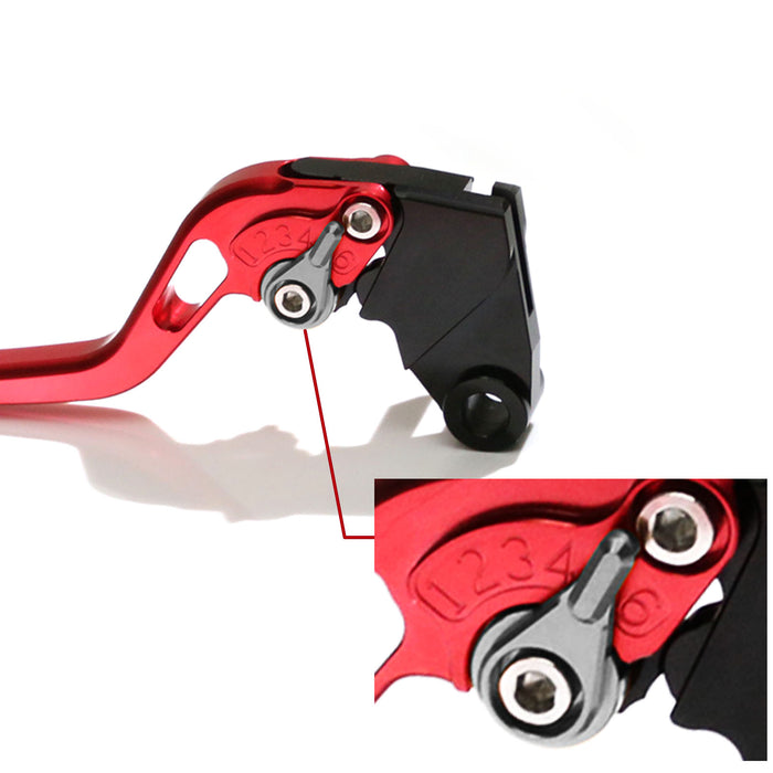 MC Motoparts CNC short brake and clutch levers for Honda VFR1200 2010-2016, adjustable, titanium finish, detailed close-up.