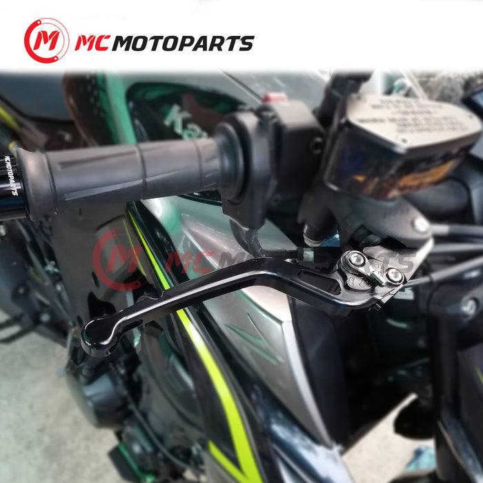 Black CNC short brake and clutch levers for Honda VFR1200 2010-2016, adjustable motorcycle levers by MC Motoparts.
