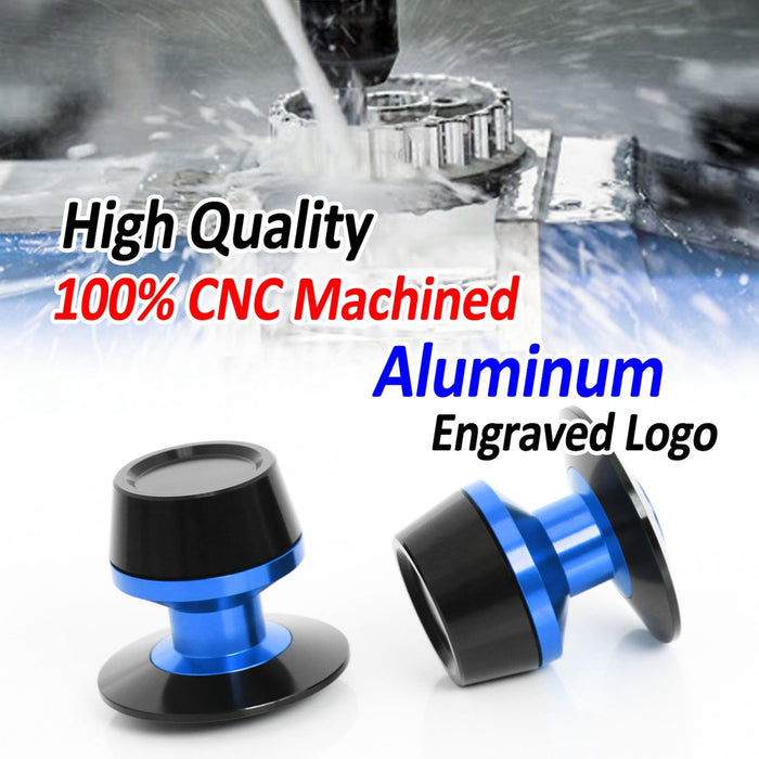 Kawasaki Ninja 300 ZX6R swingarm spools by MC Motoparts, engraved logo, 8mm size, designed for motorcycle swingarms.
