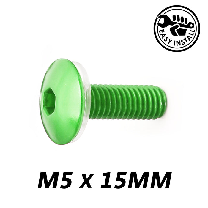 Kawasaki Ninja ZX-10R windscreen bolts with engraved logo by MC Motoparts, CNC-machined, silver finish, set of four bolts.