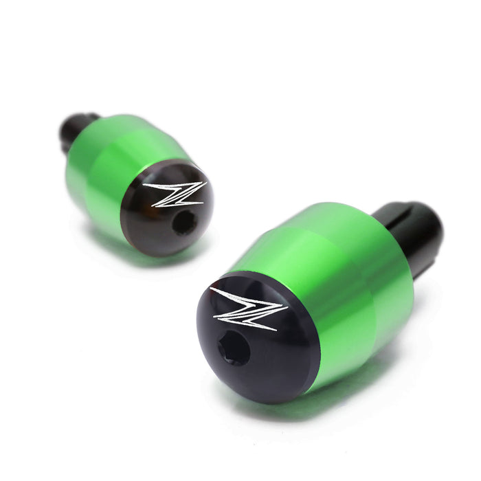 Kawasaki Z Series engraved logo aluminum handlebar ends by MC Motoparts, featuring a sleek design and durable finish.