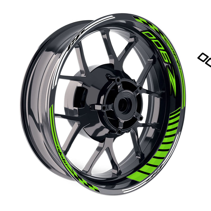 Kawasaki Z900 Moto GP stripe wheel rim sticker, 17-inch decal with logo for motorcycle wheel rim decoration by StickerBao