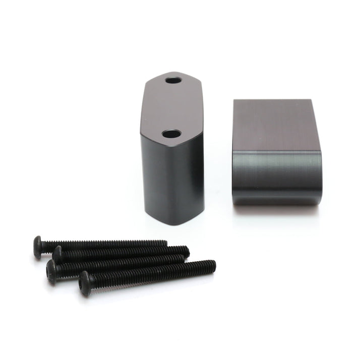 Black Delrin mirror extender and riser for Kawasaki ZX-6R ZX636 2013-2018 motorcycle, enhances mirror height and visibility.