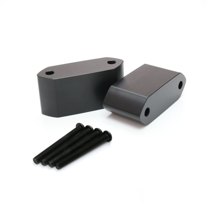 Black Delrin mirror extender and riser for Kawasaki ZX-6R ZX636 motorcycle, compatible with 2013-2018 models, by MC Motoparts.