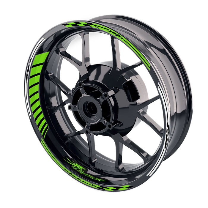 Suzuki Hayabusa 17-inch wheel rim sticker with Moto GP stripe design, black, gray, and white decals for motorcycle rims.