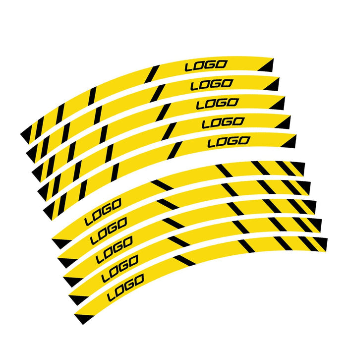 Suzuki GSX-R125 wheel rim edge sticker with StickerBao logo, black and yellow decal for motorcycle wheel customization.