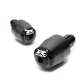 Black engraved logo Suzuki GSXR handlebar ends by MC Motoparts, featuring a sleek design and durable metal construction.