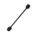 Black aluminum Delrin front axle sliders for Suzuki GSXR1000, GSX-R600, and GSXR750 motorcycle forks by MC Motoparts.