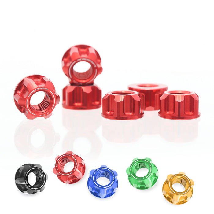 Set of six MC Motoparts Fit Triumph Speed Triple 1050 Sprint sprocket nuts, M8 billet rear sprocket nuts with threaded design