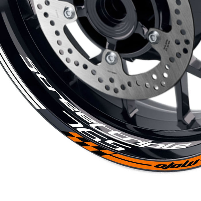 Fit Triumph Street Triple 765 R Logo GP 17 inch Rim Wheel Stickers Racing Check