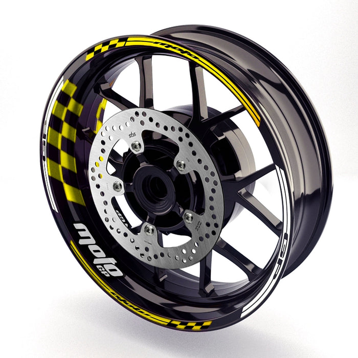 Fit Triumph Street Triple 765 R Logo Moto GP Check 17 inch Wheel Rim Sticker - MC Motoparts