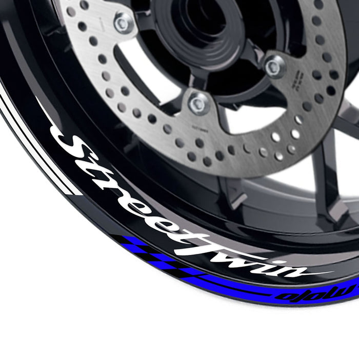 Fit Triumph Street Twin Logo GP 17 inch Rim Wheel Stickers Racing Check