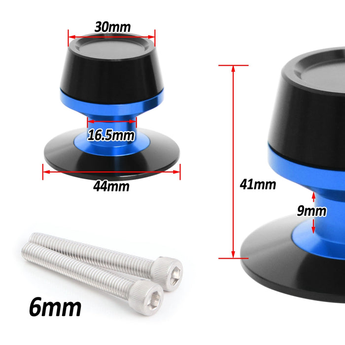 MC Motoparts Yamaha YZF R1 19-20 swingarm spools with engraved logo, 6mm diameter, for motorcycle wheel change.