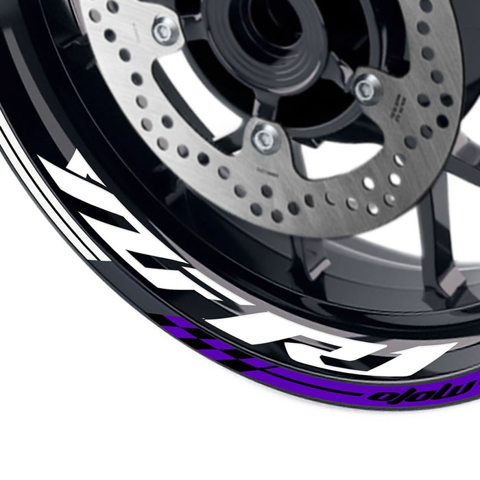 Yamaha YZF R1 2019-2020 Moto GP check wheel rim sticker by StickerBao, 17-inch rim decal with Moto GP logo design.