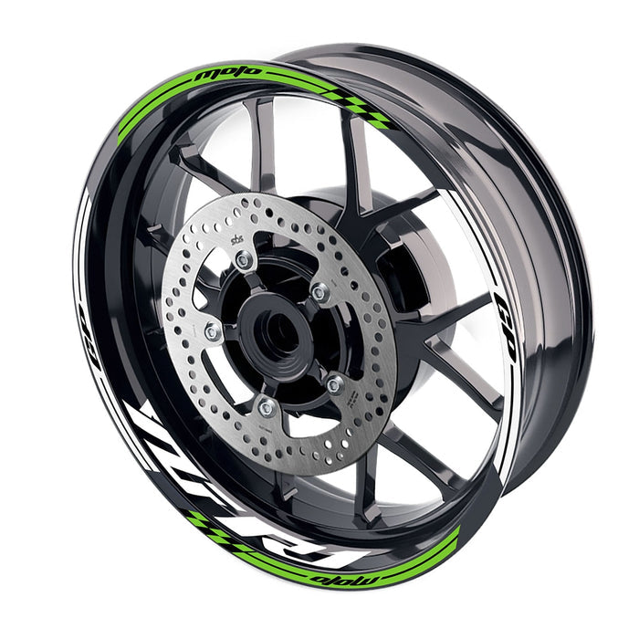 Yamaha YZF R1 2019-2020 Moto GP check wheel rim sticker by StickerBao on 17-inch rim, sporty Moto GP logo decal.