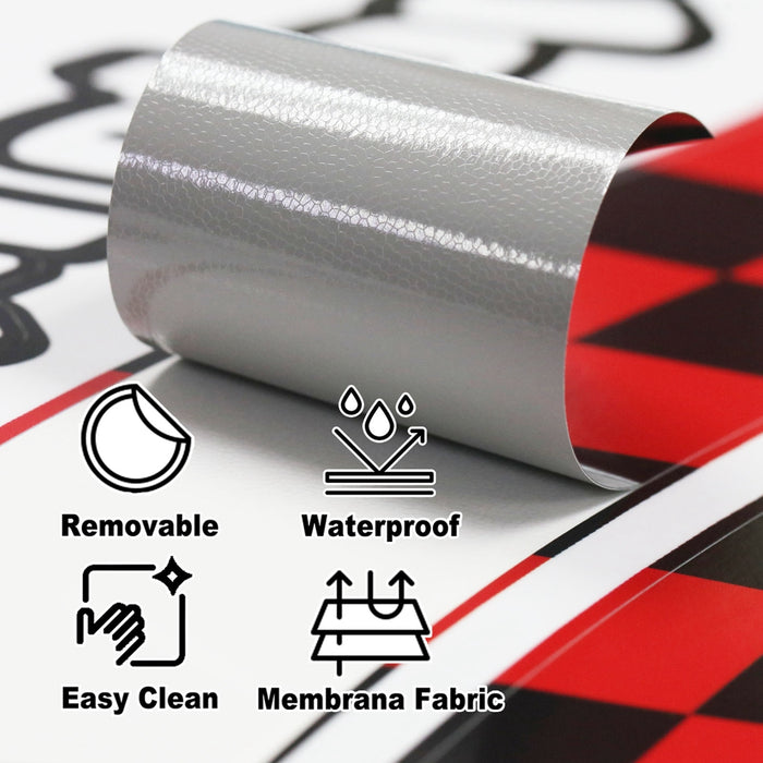 Red MotoGP Yamaha YZF R1 98-18 wheel rim sticker by StickerBao, 17-inch rim decal with logo and checkered design.