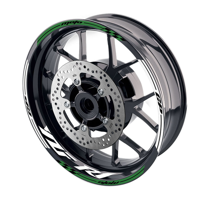 Yamaha YZF R1 98-18 Moto GP check 17-inch wheel rim sticker by StickerBao, featuring logo design and racing decals