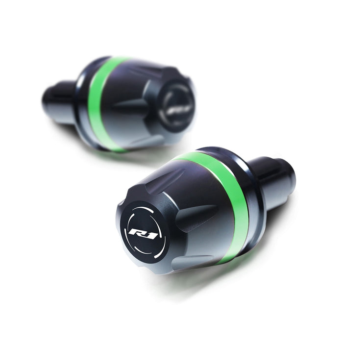 MC Motoparts engraved V-Ranger bar ends for Yamaha YZF R1 1998-2019 and R1M 2015-2019, showcasing durable metal design.