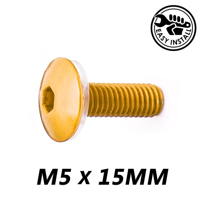 Set of MC Motoparts engraved logo windscreen bolts for Yamaha YZF R3 2014-2020, featuring CNC-machined metallic finish.