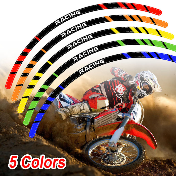Beta 390 RR-S 2017-2020 dirt bike wheel stickers with stripe design, StickerBao rim decals on black motorcycle rim.