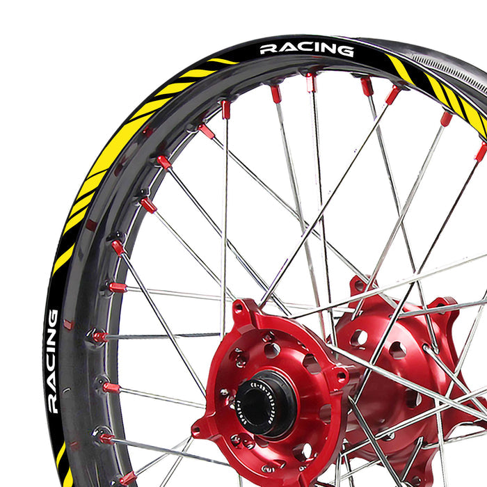 Beta 450 RS 2008-2014 MX dirt bike wheel rim stickers with stripe design from StickerBao, applied to bike rim.