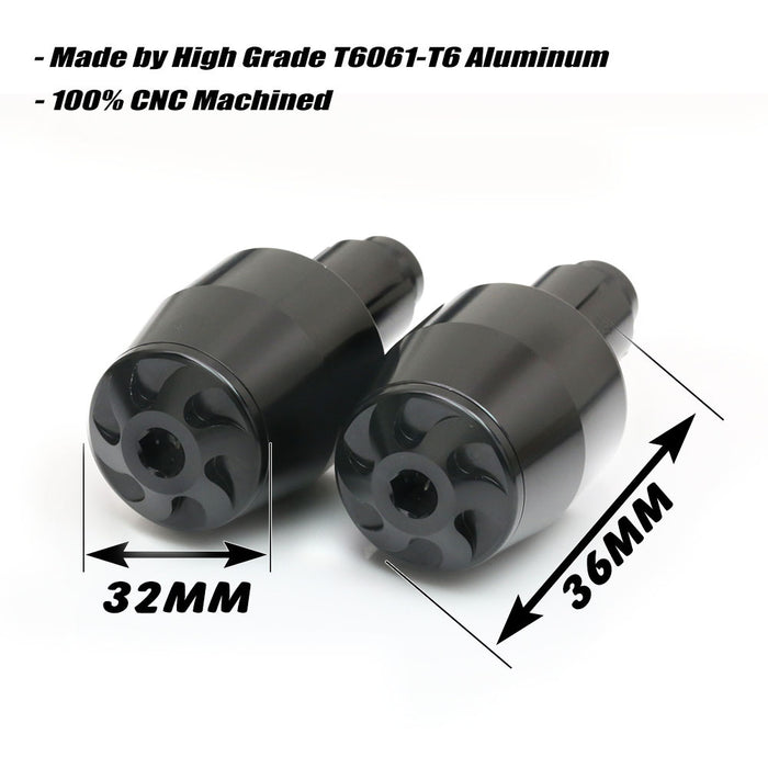 Black CNC bar ends for Honda CB1000R, CB300R, CB650F motorcycles, designed by MC Motoparts, with a sleek, durable finish.