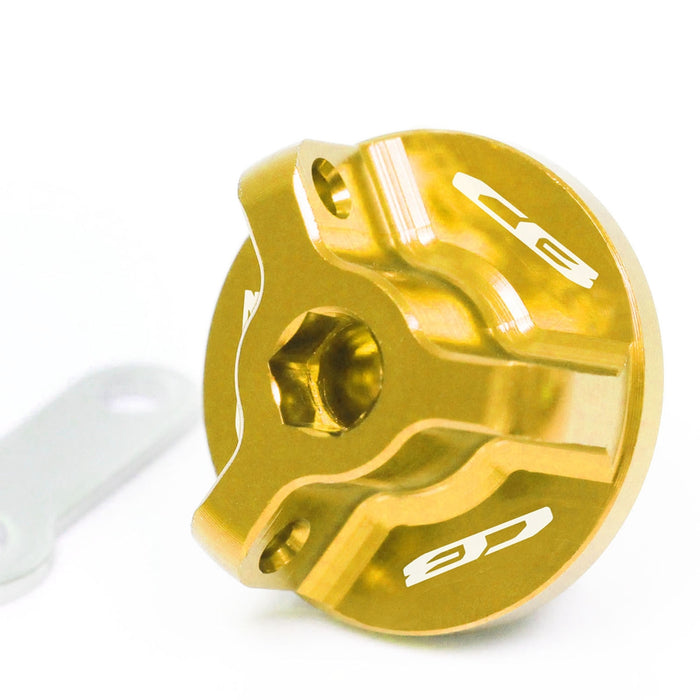 MC Motoparts engraved Honda CB1000R, CB500X, CB500F, CB600F oil filler cap with logo, metal finish, detailed design.
